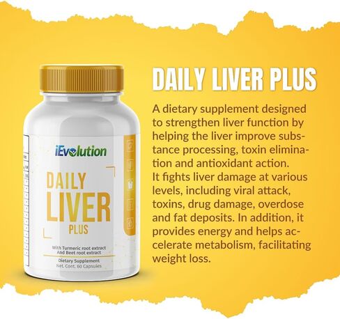 iEvolution - Daily Liver Plus Liver | Liver Cleanse Detox Herbal Liver Support Supplement with Milk Thistle Dandelion Root Turmeric and Artichoke Extract for Liver Health Repair Formula in Saudi Arabia