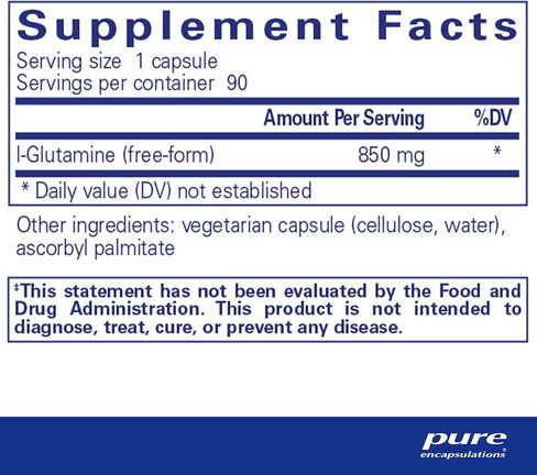Pure Encapsulations L-Glutamine 850 mg | Supplement for Immune and Digestive Support, Gut Health and Lining Repair, Metabolism Boost, and Muscle Support* | 90 Capsules in Saudi Arabia