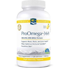 Nordic Naturals ProOmega 3-6-9, Lemon Flavor - 120 Soft Gels -1360 mg Omega-3 - EPA & DHA with Added GLA - Healthy Skin & Joints, Cognition, Positive Mood - Non-GMO - 60 Servings in Kuwait