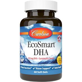 Carlson - EcoSmart DHA 500, Sustainable Source, Supports Healthy Vision & Brain Function, Lemon, 60 soft gels in Kuwait