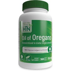 Oil of Oregano 120 Mini-Softgels | Wild Harvested | European 40:1 Origanum Vulgare Equivalent to 600mg Oregano in Extra Virgin Olive Oil | Non-GMO Gluten Free | by Health Thru Nutrition (Pack of 120)