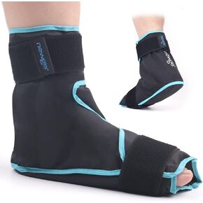 NEWGO Ankle Foot Ice Pack Wrap for Plantar Fasciitis, Reusable Gel Foot Cold Pack Hot Cold Therapy Wrap for Achilles Tendonitis, Swelling, Sprained Ankles and Heels
