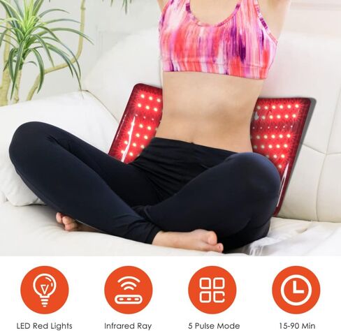 TOPQSC Red Light Therapy Pad, Large Size Red Light Therapy Wrap, 210 Lamp Beads, Unisex, Suitable for Relieving Pain, Accelerating Tissue Recovery, Optimizing Metabolism Cake and Reducing Fat in Kuwait