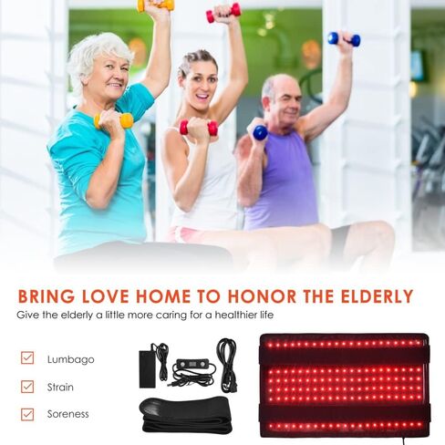 TOPQSC Red Light Therapy Pad, Large Size Red Light Therapy Wrap, 210 Lamp Beads, Unisex, Suitable for Relieving Pain, Accelerating Tissue Recovery, Optimizing Metabolism Cake and Reducing Fat in Kuwait