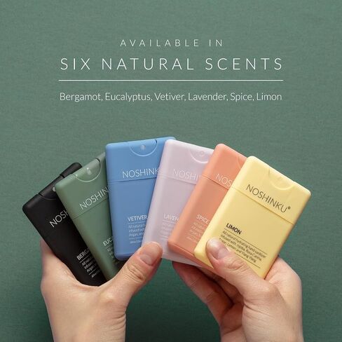 Noshinku Bergamot Refillable Pocket Hand Sanitizer 3-Pack | Organic Sanitizing Mist with Moisturizing Botanical Oils | Kills 99.9% of Germs | FDA Registered Sugarcane Derived Alcohol | Travel Size in Saudi Arabia