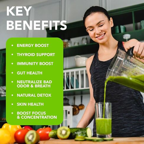 سوبر ناتشورال جودز قطرات سائلة من الكلوروفيل - دعم المناعة، تعزيز الطاقة الصباحية، رائحة الجسم، حب الشباب، دعم الهضم، والتخلص السريع من السموم - طبيعية ونباتية in Kuwait