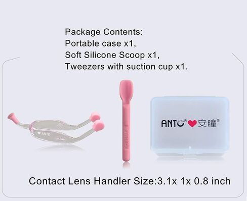 MUDOR Soft Contact Lense Remover Tool - Contact Lens Insertion Tool Includes Tweezers and Soft Scoop, Contact Lens Removal for Travel Home Use (Pink) in Saudi Arabia
