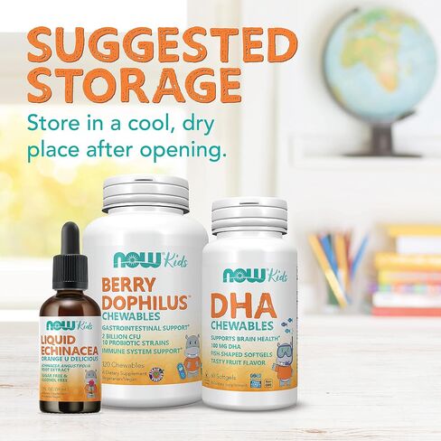 NOW Supplements, DHA Kids 100 mg, Supports Brain Health*, Fruit Flavor, 60 Chewable Softgels, packaging may vary in Saudi Arabia