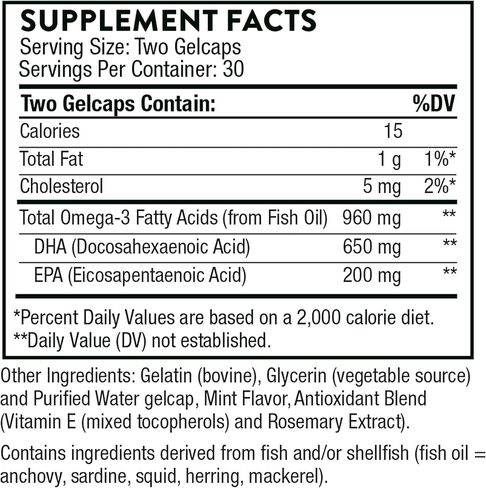 Thorne Advanced DHA - 650 mg DHA and 200 mg of EPA - Supports Healthy Brain Aging and Nerve Function - 60 gelcaps in Saudi Arabia