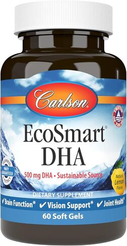 Carlson - EcoSmart DHA 500, Sustainable Source, Supports Healthy Vision & Brain Function, Lemon, 60 soft gels in Saudi Arabia