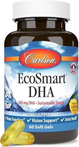 Carlson - EcoSmart DHA 500, Sustainable Source, Supports Healthy Vision & Brain Function, Lemon, 60 soft gels in Saudi Arabia