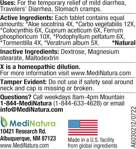 BHI Diarrhea Relief Fast-Acting Natural Remedy for Mild Diarrhea 8 Soothing Homeopathic Actives Help Calm Stomach Pain Gas Indigestion & Cramps for Women & Men - 100 Tablets in Saudi Arabia