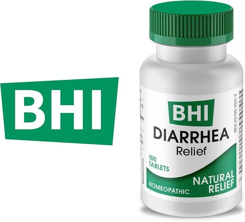 BHI Diarrhea Relief Fast-Acting Natural Remedy for Mild Diarrhea 8 Soothing Homeopathic Actives Help Calm Stomach Pain Gas Indigestion & Cramps for Women & Men - 100 Tablets in Saudi Arabia