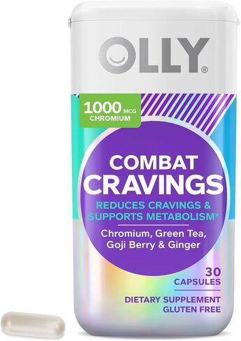 OLLY Combat Cravings, Metabolism & Energy Support Supplement, Chromium, Green Tea, Goji Berry, Ginger, Boost Energy - 30 Count in Kuwait