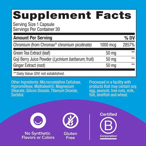 OLLY Combat Cravings, Metabolism & Energy Support Supplement, Chromium, Green Tea, Goji Berry, Ginger, Boost Energy - 30 Count in Kuwait