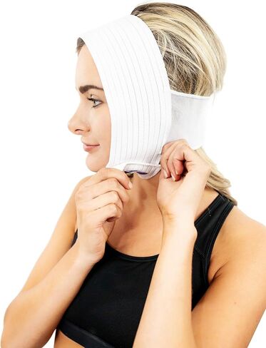 حزام ضغط للذقن من كونتور ام دي - لفافة راس طبية لشد الوجه والرقبة والجراحات التجميلية والفم - شد قناع الذقن - ملابس ضغط بعد الجراحة بعد شفط الدهون - لوازم التعافي من العمليات الجراحية in Kuwait