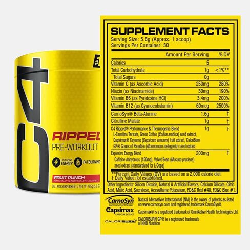 Cellucor - C4 Ripped Fruit Punch, 30 Servings, 183 g (6.46 Oz) in Kuwait