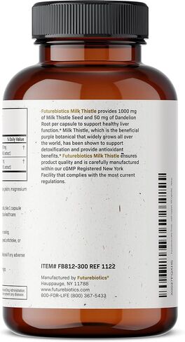 Futurebiotics شوك الحليب 1000 مجم سيليمارين ماريانوم وجذور الهندباء لدعم صحة الكبد، 300 كبسولة in Kuwait