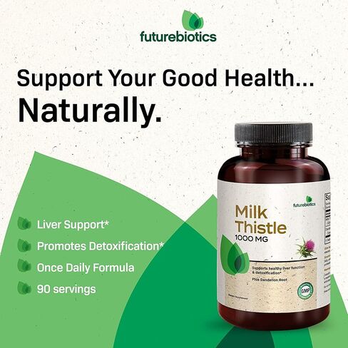 Futurebiotics شوك الحليب 1000 مجم سيليمارين ماريانوم وجذور الهندباء لدعم صحة الكبد، 300 كبسولة in Kuwait