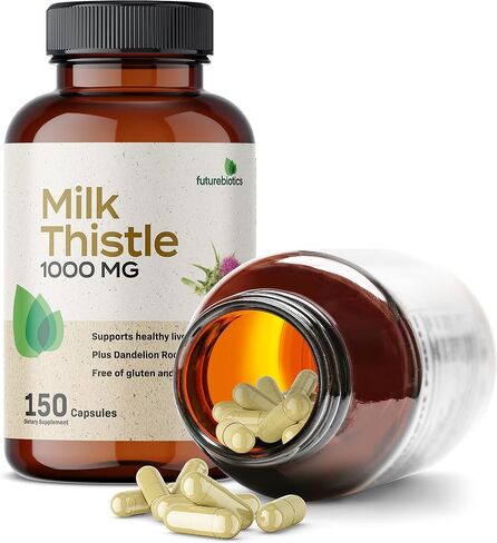 Futurebiotics شوك الحليب 1000 مجم سيليمارين ماريانوم وجذور الهندباء لدعم صحة الكبد، 300 كبسولة in Kuwait