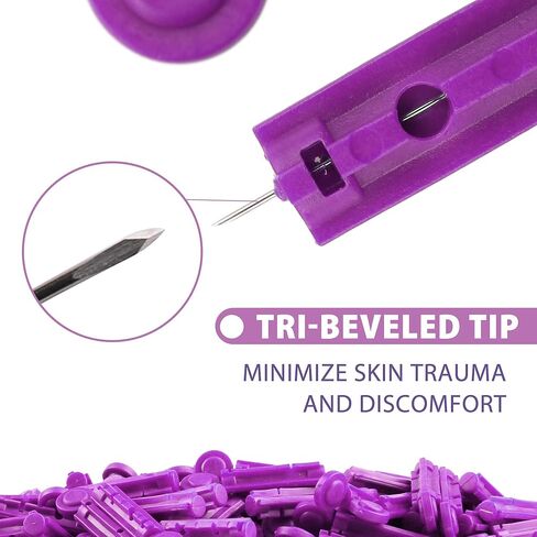 مشارط لوتفانسي لاختبار مرض السكري، 30 مقياس، 300 عدد مشارط علوية ملتوية لاختبار الجلوكوز في الدم، معقمة، يمكن التخلص منها in Kuwait