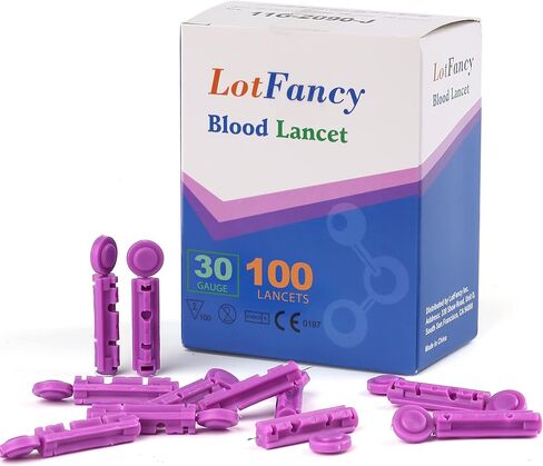 مشارط لوتفانسي لاختبار مرض السكري، 30 مقياس، 300 عدد مشارط علوية ملتوية لاختبار الجلوكوز في الدم، معقمة، يمكن التخلص منها in Kuwait