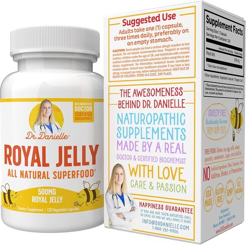 غذاء ملكات النحل من د. دانيل، مكمل غذائي ملكي، 500 مجم 120 كبسولة in Kuwait