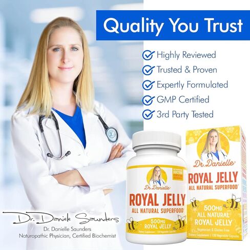 غذاء ملكات النحل من د. دانيل، مكمل غذائي ملكي، 500 مجم 120 كبسولة in Kuwait