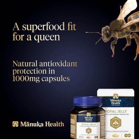 Manuka Health Royal Jelly Capsules, 1000mg NET - 180 Count (3-Month Supply) - Traditional Anti Aging Supplement from New Zealand in Saudi Arabia
