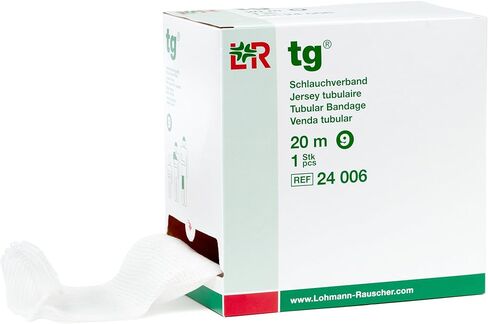 Lohmann & Rauscher tg Tubular Bandage, Seamless Knit Stockinette Wrap for Lymphedema Compression Bandaging, Lightweight, Breathable, Washable, & Reusable Elastic Bandage, Size 9, 20 m Roll in Saudi Arabia