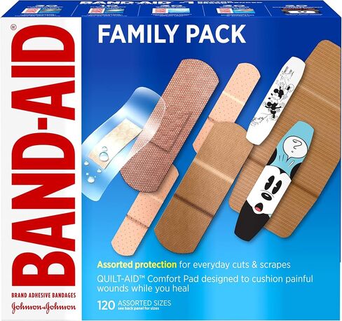 Band-Aid Brand Adhesive Bandage Family Variety Pack in Assorted Sizes Including Water Block, Sport Strip, Tough Strips, Flexible Fabric and Disney Bandages for First Aid and Wound Care, 120 ct in Saudi Arabia