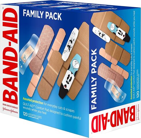 Band-Aid Brand Adhesive Bandage Family Variety Pack in Assorted Sizes Including Water Block, Sport Strip, Tough Strips, Flexible Fabric and Disney Bandages for First Aid and Wound Care, 120 ct in Saudi Arabia