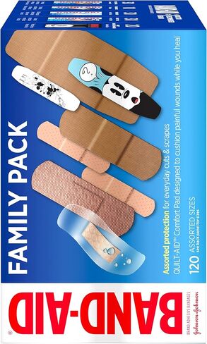 Band-Aid Brand Adhesive Bandage Family Variety Pack in Assorted Sizes Including Water Block, Sport Strip, Tough Strips, Flexible Fabric and Disney Bandages for First Aid and Wound Care, 120 ct in Saudi Arabia