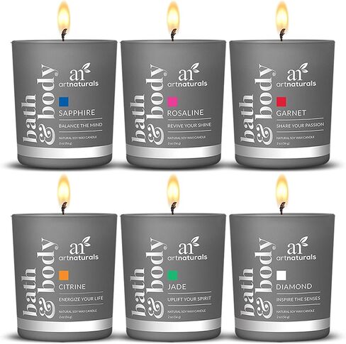 artnaturals Scented Candle Gift Set – (6 x 2 Oz / 60g) - Aromatherapy Set of Fragrance Soy Wax Candles - Made in USA with Essential Oils – for Stress Relief and Relaxation in Kuwait
