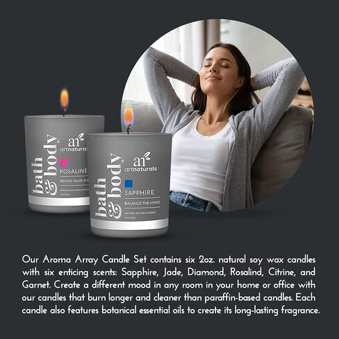 artnaturals Scented Candle Gift Set – (6 x 2 Oz / 60g) - Aromatherapy Set of Fragrance Soy Wax Candles - Made in USA with Essential Oils – for Stress Relief and Relaxation in Kuwait