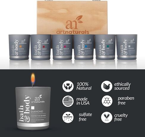 artnaturals Scented Candle Gift Set – (6 x 2 Oz / 60g) - Aromatherapy Set of Fragrance Soy Wax Candles - Made in USA with Essential Oils – for Stress Relief and Relaxation in Kuwait