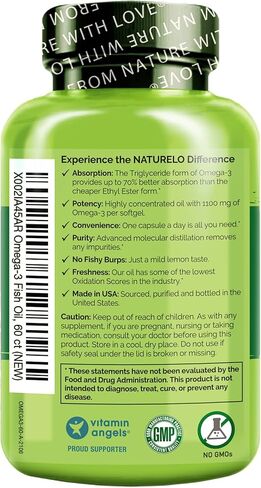 NATURELO Vegetarian DHA and Omega 3 Supplement from Algae and Chia Seed Oil for Heart, Brain and Joint Health - No Fish, Gelatin, or Artificial Sweeteners - 60 Gummies in Kuwait