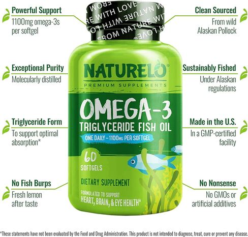 NATURELO Vegetarian DHA and Omega 3 Supplement from Algae and Chia Seed Oil for Heart, Brain and Joint Health - No Fish, Gelatin, or Artificial Sweeteners - 60 Gummies in Kuwait