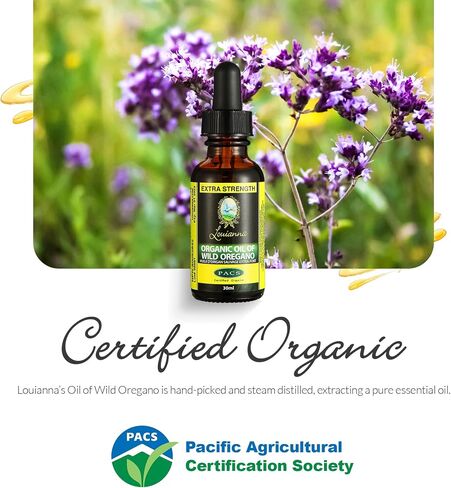 Louianna - Organic Wild Oregano Oil, Pure Oil of Oregano Drops, Wild Oregano Essential Oil with 80 Percent Carvacrol, Oregano Oil Drops for Oral or Topical Use, 30 mL in Saudi Arabia