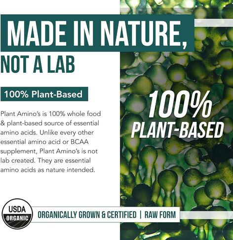 Plant Aminos Organic Essential Amino Acids (EAAs) & BCAA - 100% Plant-Based Raw, Vegan - All 9 Amino Acids with 18 Total Amino Acids (360 Tablets) in Saudi Arabia
