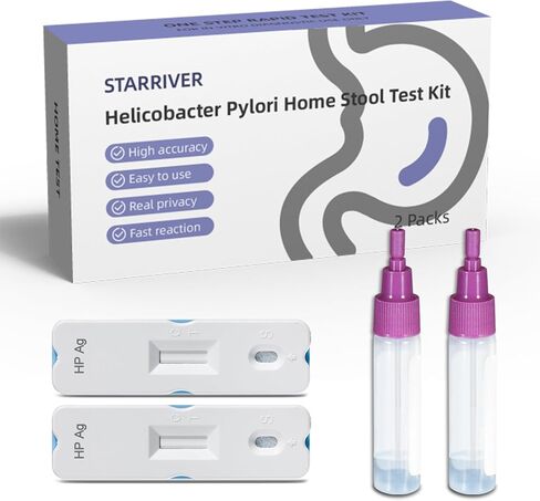 STARRIVER 2 Test H Pylori مجموعة اختبار، هيليكوباكتر بيلوري مجموعات اختبار البراز المنزلي، ح. أدوات الاختبار الذاتي لبراز الملوية البوابية (المستضد) في المنزل، سهلة الاستخدام، تظهر النتائج خلال 10-15 دقيقة in Kuwait