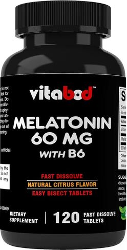Vitabod Melatonin 20mg - 240 Fast Dissolve Tablets - Drug Free - Natural Berry Flavor - Vegetarian, Non-GMO, Gluten Free in Kuwait