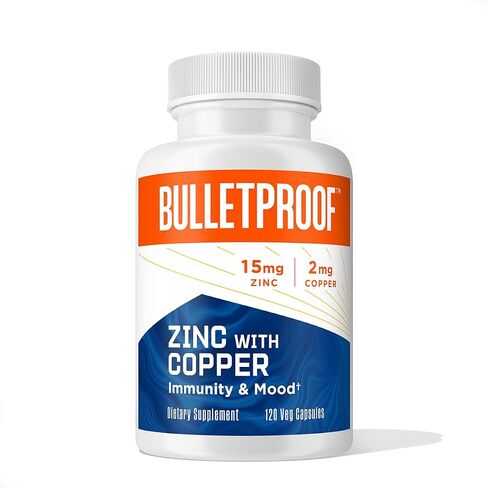 Bulletproof Zinc with Copper Capsules, 60 Count, Minerals and Antioxidant Supplement for Immunity and Mood in Kuwait