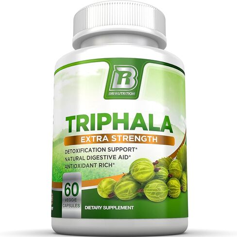 BRI Nutrition Triphala - 1000 مجم نباتي هيمالايا تريفالا مستخلص نقي زائد - كمية تكفي 60 يومًا - 120 قيراط من كبسولات السليلوز النباتية in Kuwait