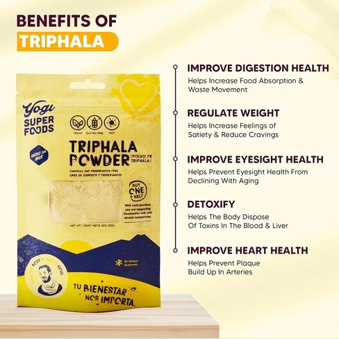 Yogi Super Foods Organic Triphala Ayurveda Herb Powder for Detox, Immune Support, Digestive Health & Balance - Gluten Free, Vegan Superfood Made with Haritaki, Amalaki, Bibhitaki - 5 Oz Bag in Saudi Arabia