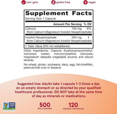 Jarrow Formulas IP6 Inositol Hexaphosphate - 500 mg - 120 كبسولة نباتية - Inositol Hexaphosphate المنقى - مكمل لدعم الصحة المناعية - ما يصل إلى 120 وجبة in Saudi Arabia