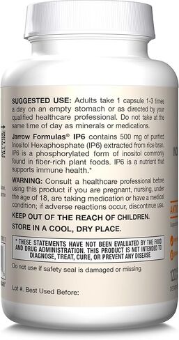 Jarrow Formulas IP6 Inositol Hexaphosphate - 500 mg - 120 كبسولة نباتية - Inositol Hexaphosphate المنقى - مكمل لدعم الصحة المناعية - ما يصل إلى 120 وجبة in Saudi Arabia