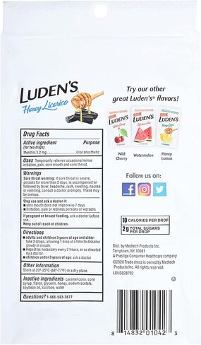 Luden's Sugar Free Wild Cherry Throat Drops, Sore Throat Relief, 25 Count (12 Pack) in Kuwait