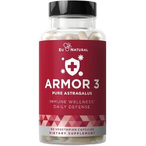 Armor 3 Astragalus Pure 1000 Mg - وظيفة الجهاز المناعي الصحي، يدعم الإجهاد، ودعم الجهاز التنفسي، وقوة فعالة للحماية الموسمية - طيف كامل وموحد - 60 كبسولة ناعمة in Kuwait