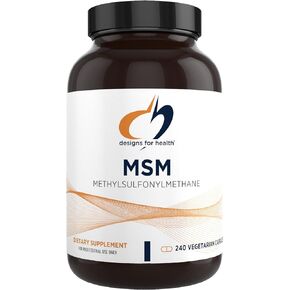 تصميمات لكبسولات MSM الصحية - 1000 ملجم (1 جم) حبوب ميثيل سلفونيل ميثان للمساعدة في دعم المفاصل وإنتاج الكولاجين + بشرة صحية - مركب يزود بالكبريت - مكمل غير معدّل وراثيًا (240 كبسولة) in Kuwait